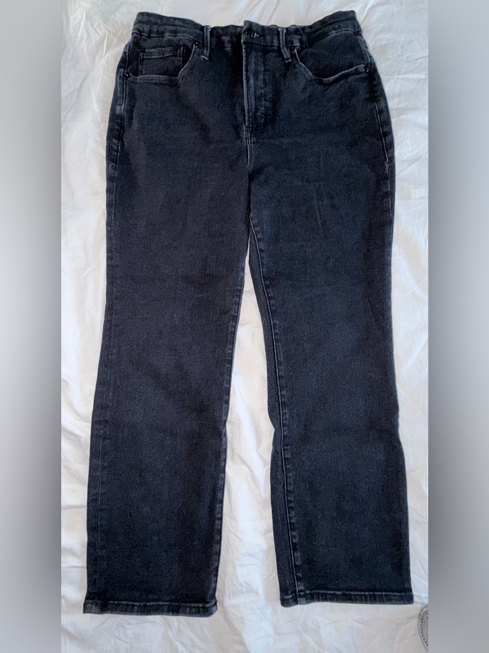 Good American Classic Black Wash Straight Leg Jeans